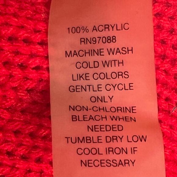 Delias Size Medium Red Crop Cable Knit Sweater High Low Hem Wide Neck Soft Y2K - Picture 7 of 7